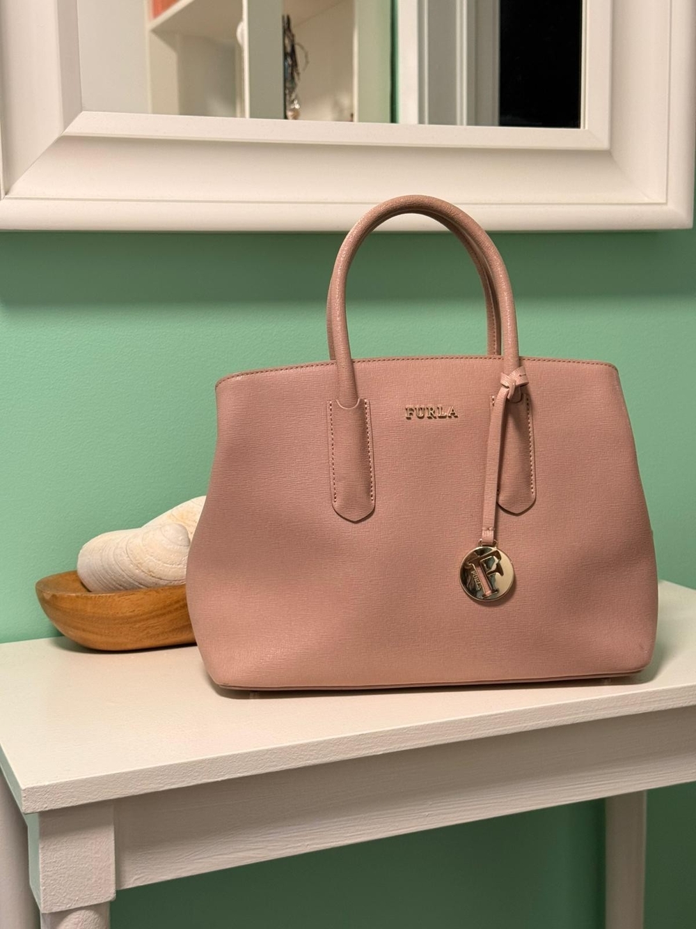 Furla Pink Leather Tote Bag